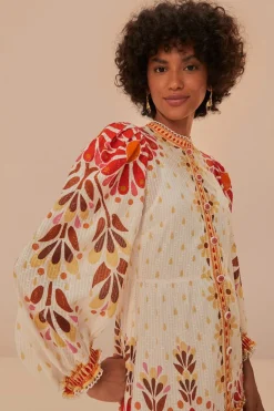 FARM Rio  Robes Longues<Robe longue à fleurs Ainika blanc cassé