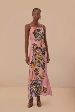 FARM Rio Robes Longues<Robe longue à imprimé fleuri rose en viscose LENZING™ ECOVERO™