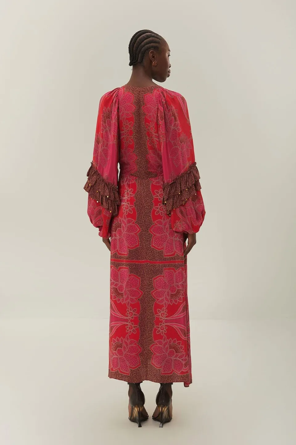 FARM Rio Robes Longues<Robe longue à imprimé fleuri rose et foulard glamour