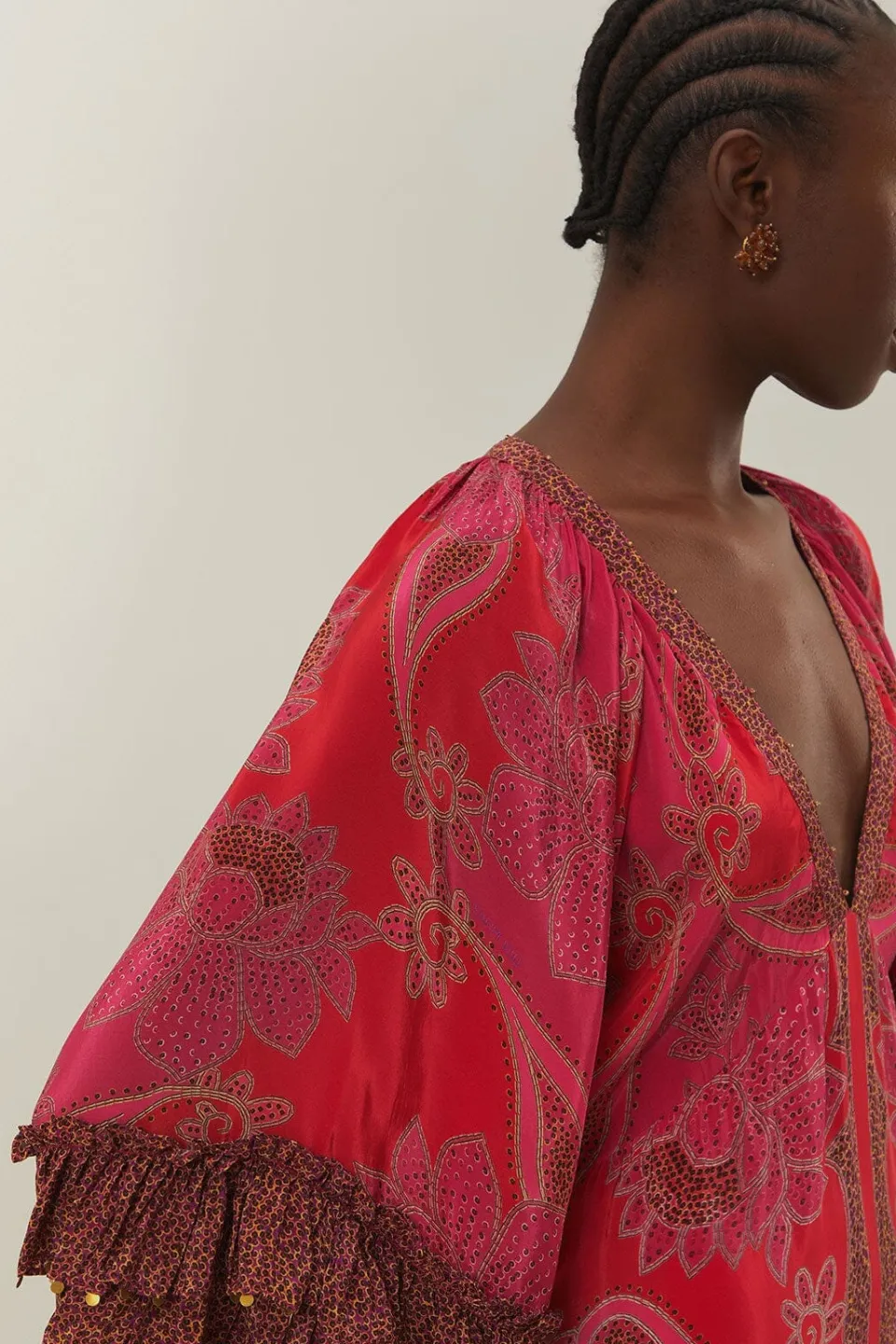 FARM Rio Robes Longues<Robe longue à imprimé fleuri rose et foulard glamour