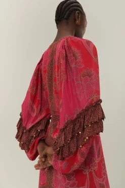 FARM Rio Robes Longues<Robe longue à imprimé fleuri rose et foulard glamour