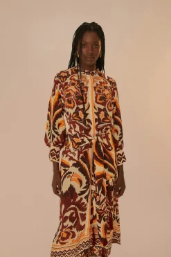 FARM Rio Robes Longues<Robe longue à imprimé toucans crème