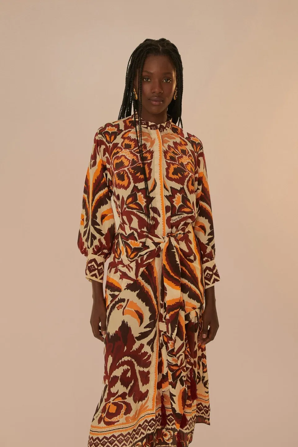 FARM Rio Robes Longues<Robe longue à imprimé toucans crème