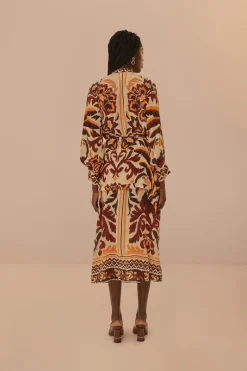 FARM Rio Robes Longues<Robe longue à imprimé toucans crème