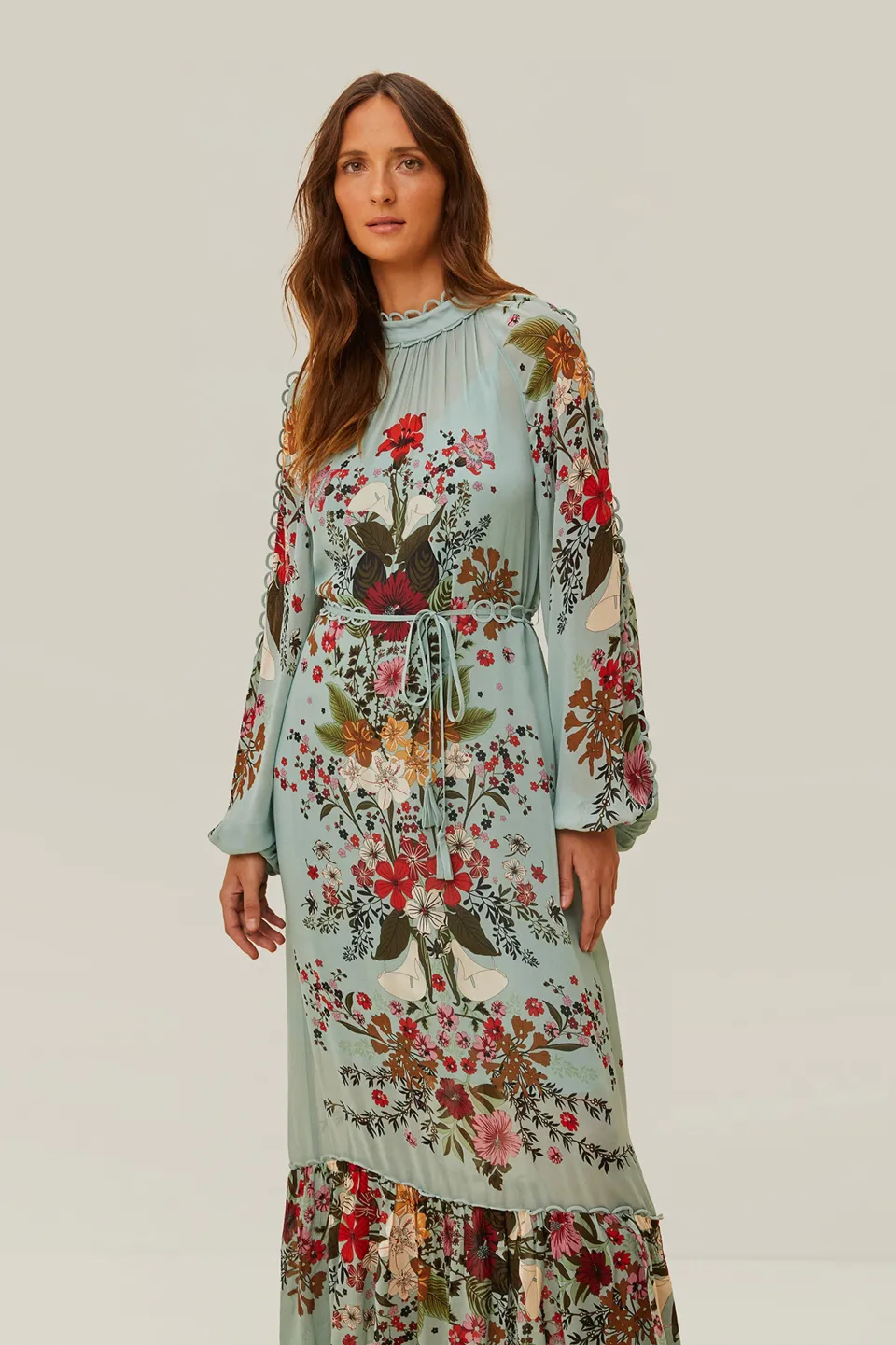 FARM Rio Robes Longues<Robe longue à manches longues Blue Beauty Bouquet