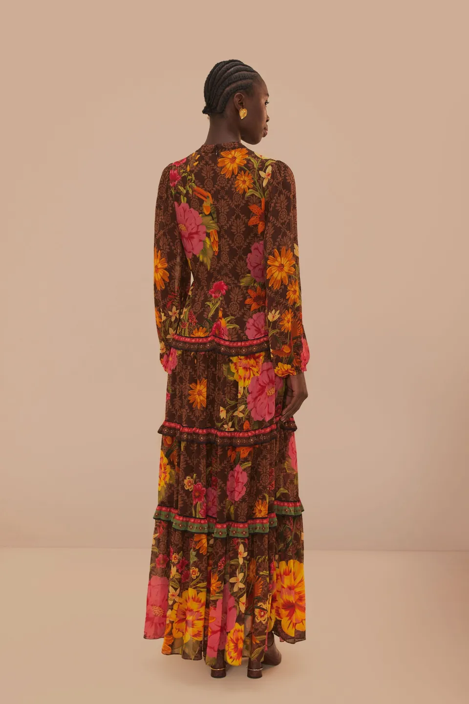 FARM Rio Robes Longues<Robe longue à manches longues de style jardin charmant marron
