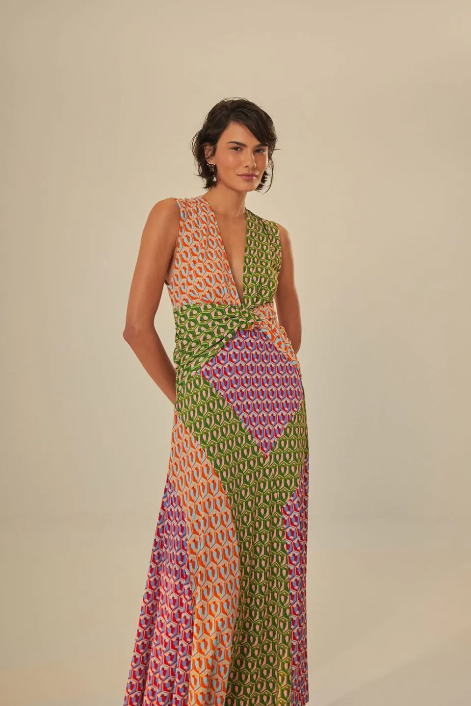 FARM Rio Robes Longues<Robe longue à nœuds en noix de cajou mélangés