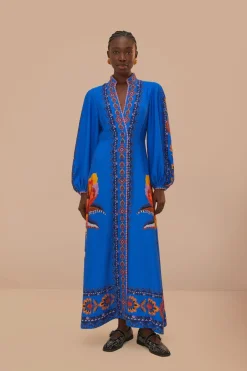 FARM Rio Robes Longues<Robe longue à tapisserie florale bleu marine Lucy