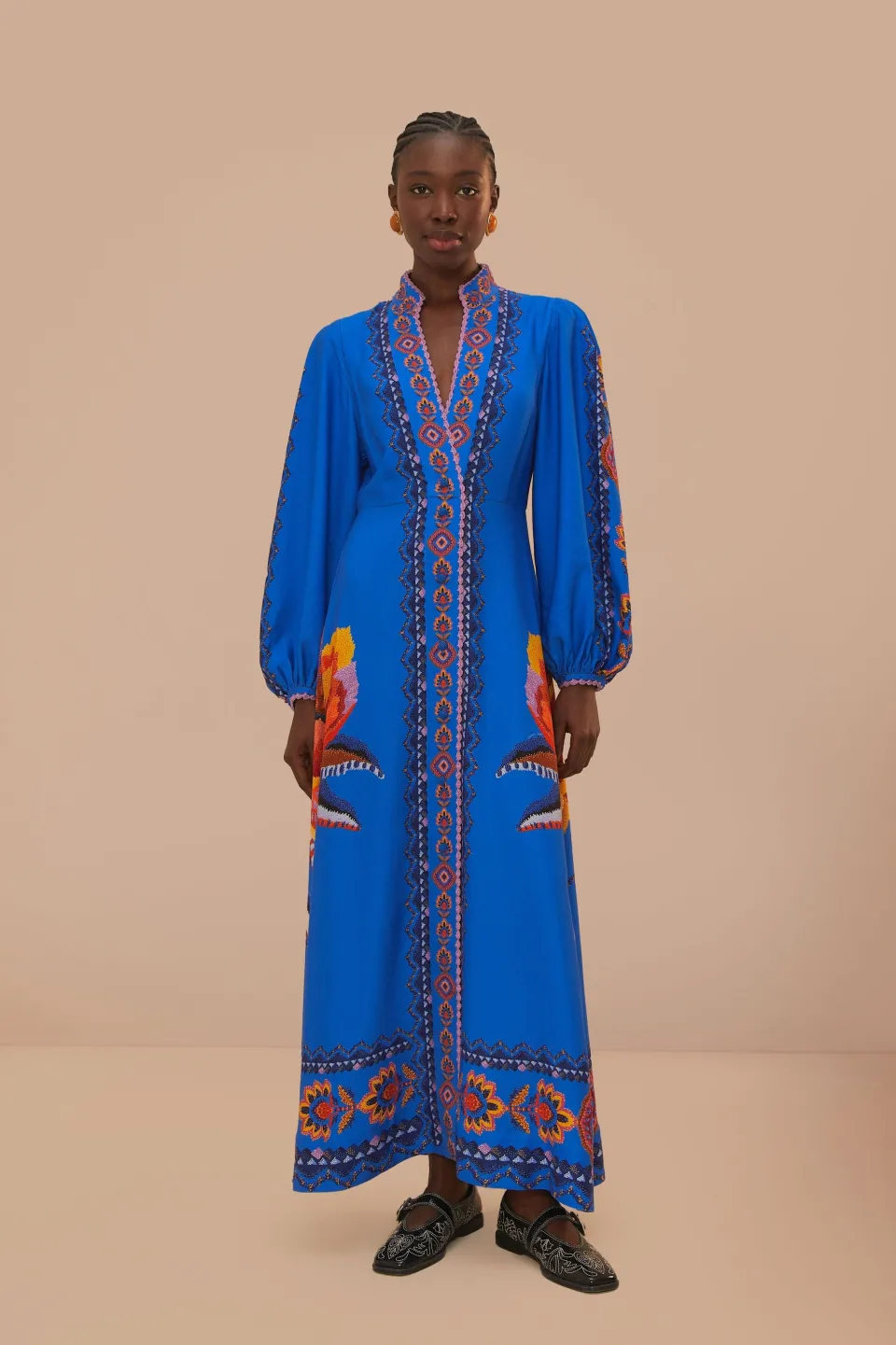 FARM Rio Robes Longues<Robe longue à tapisserie florale bleu marine Lucy