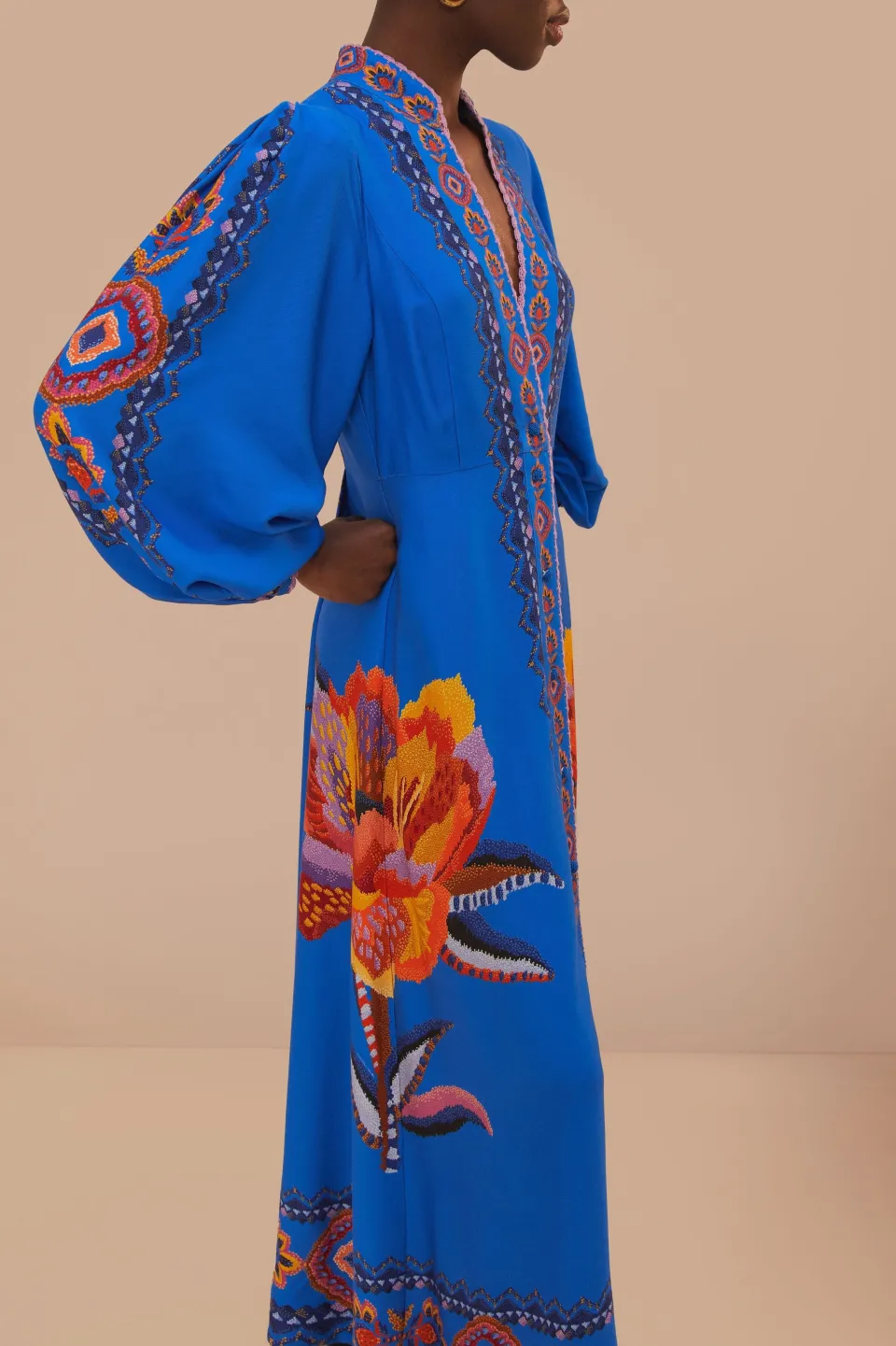 FARM Rio Robes Longues<Robe longue à tapisserie florale bleu marine Lucy
