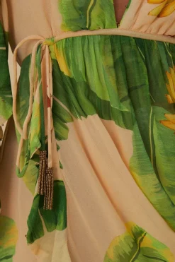 FARM Rio Robes Longues<Robe longue beige bananes fraîches
