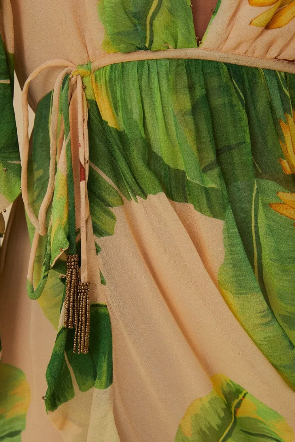 FARM Rio Robes Longues<Robe longue beige bananes fraîches