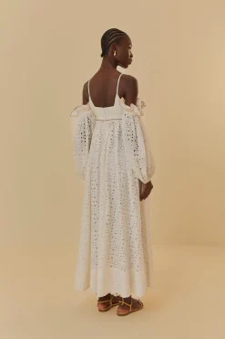 FARM Rio Robes Longues<Robe longue blanc cassé à fleurs 3D