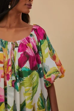 FARM Rio Robes Longues<Robe longue blanc cassé à fleurs peintes