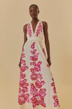 FARM Rio Robes Longues<Robe longue blanc cassé à oiseaux fleuris