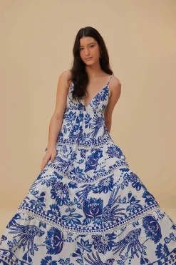 FARM Rio Robes Longues<Robe longue blanc cassé à oiseaux fleuris