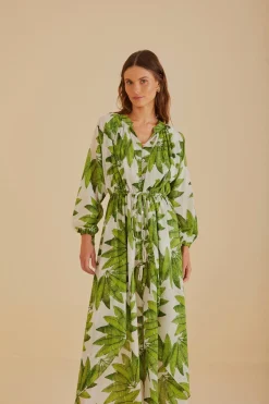 FARM Rio Robes Longues<Robe longue blanc cassé Palm Fan