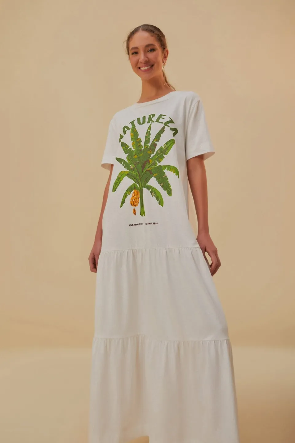 FARM Rio Robes Longues<Robe longue blanche Natureza en coton biologique