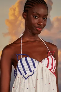 FARM Rio Robes Longues<Robe longue blanche sans manches à poissons perlés