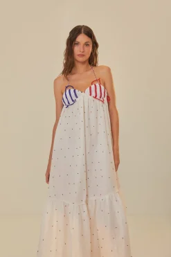 FARM Rio  Robes Longues<Robe longue blanche sans manches à poissons perlés