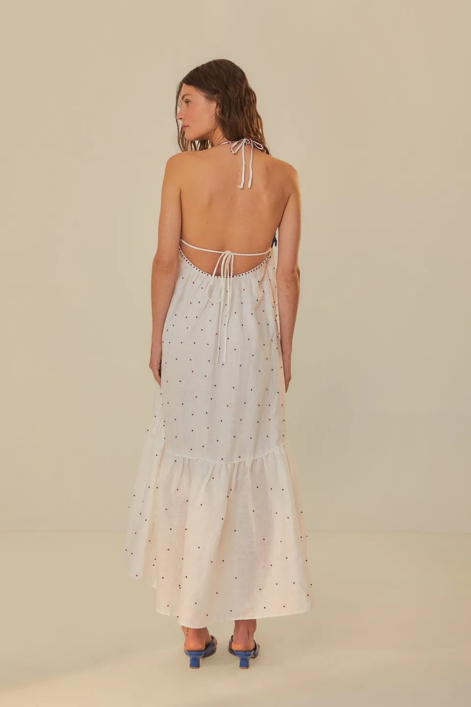 FARM Rio Robes Longues<Robe longue blanche sans manches à poissons perlés