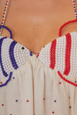 FARM Rio Robes Longues<Robe longue blanche sans manches à poissons perlés