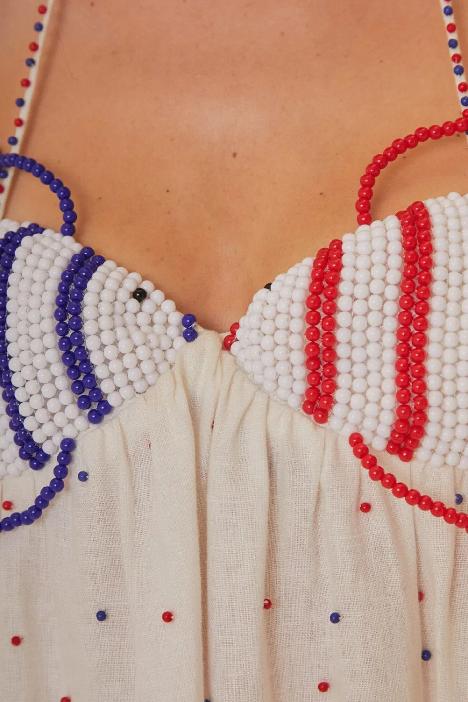 FARM Rio Robes Longues<Robe longue blanche sans manches à poissons perlés