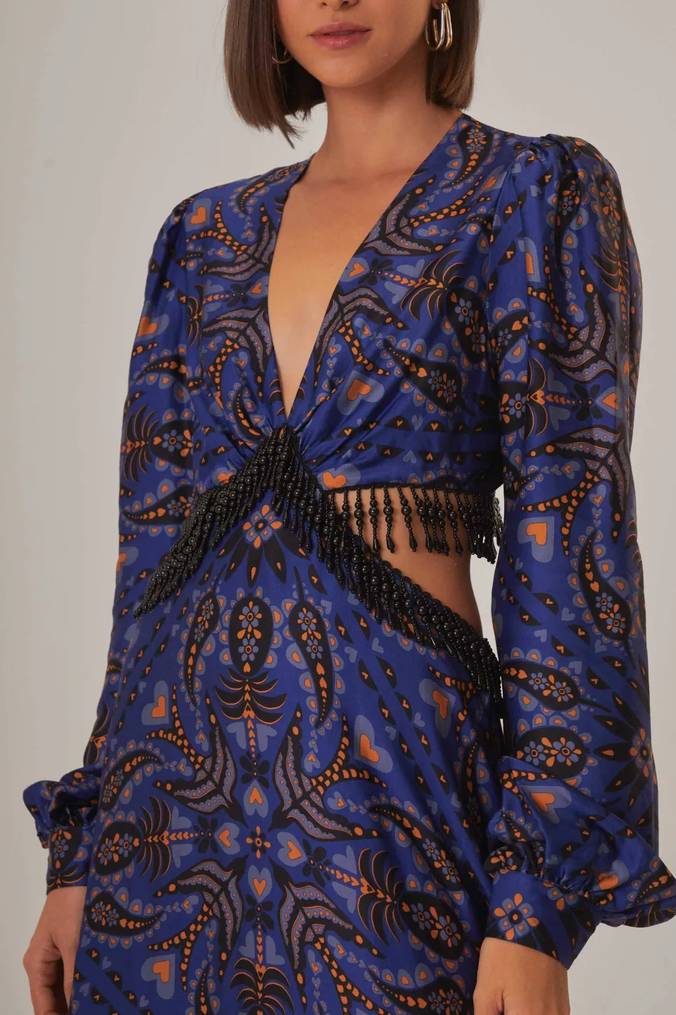 FARM Rio Robes Longues<Robe longue bleue à franges découpées et foulard Martina