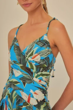 FARM Rio Robes Longues<Robe longue bleue Anthurium Garden LENZING™ ECOVERO™ Euroflax™