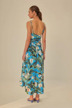FARM Rio  Robes Longues<Robe longue bleue Anthurium Garden LENZING™ ECOVERO™ Euroflax™