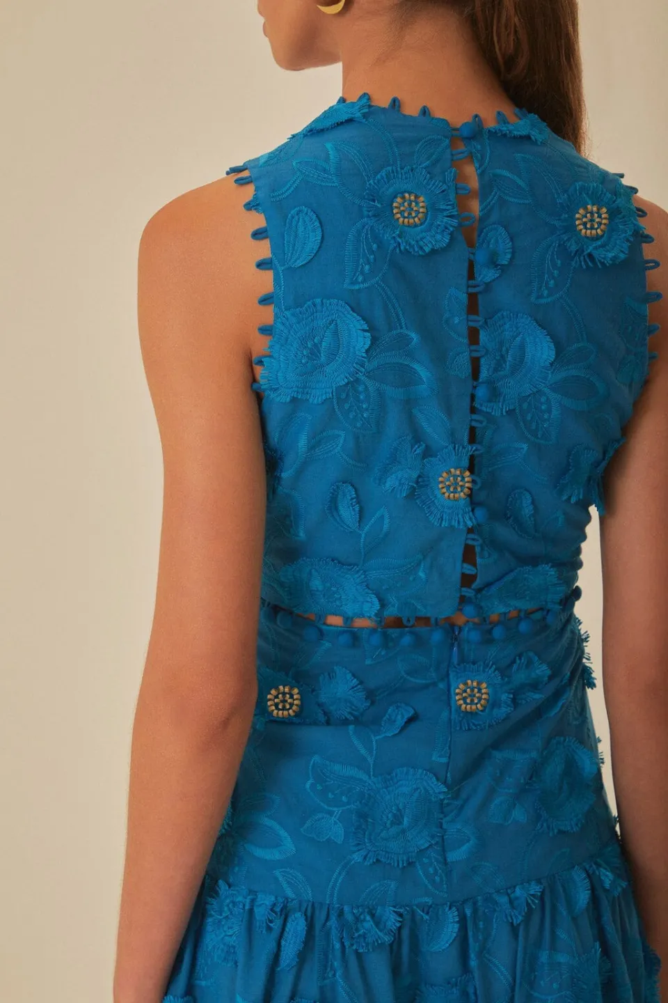 FARM Rio Robes Longues<Robe longue bleue sans manches à fleurs 3D