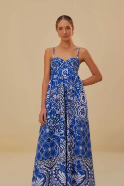 FARM Rio Robes Longues<Robe longue bleue sans manches Tile Dream
