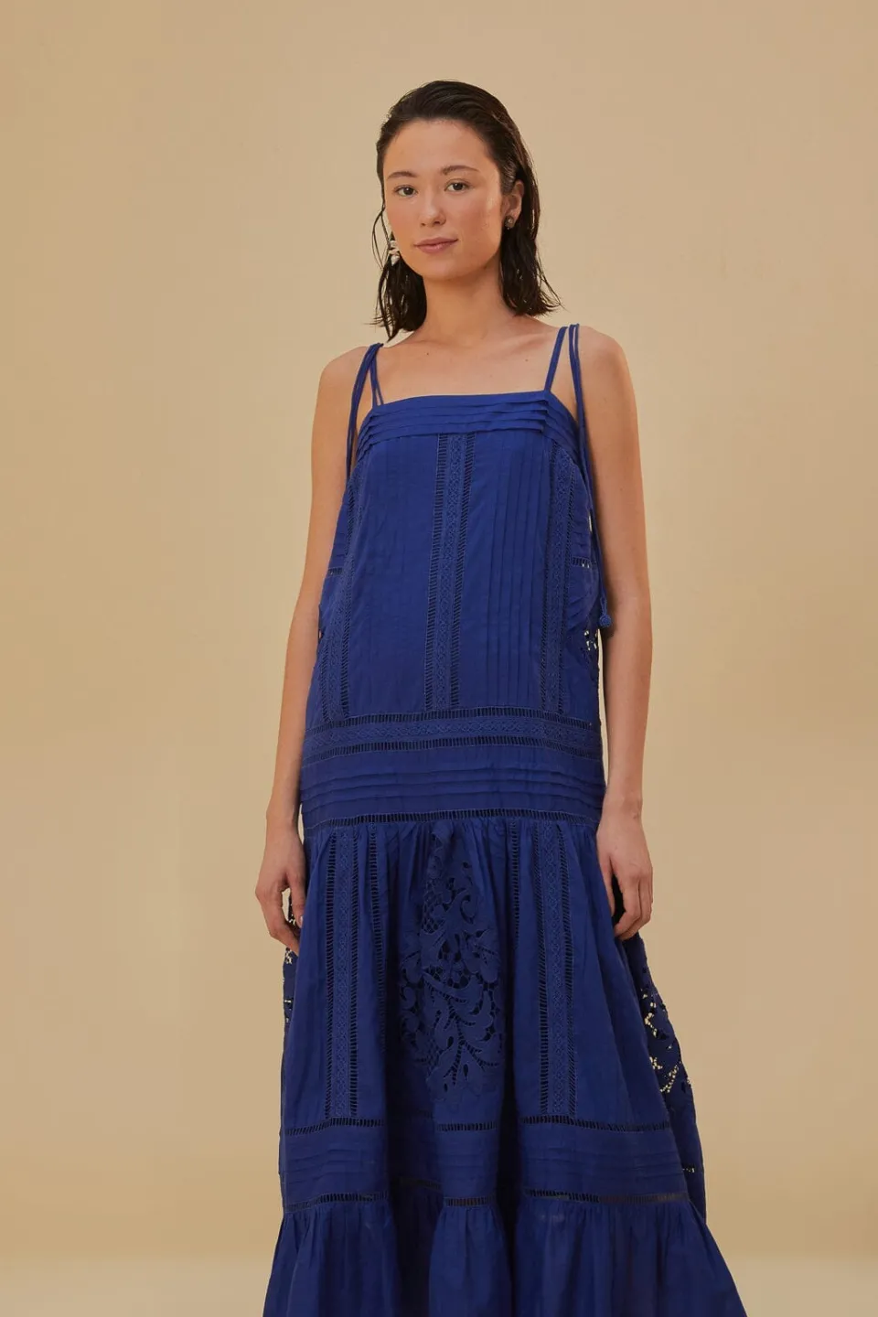 FARM Rio Robes Longues<Robe longue bleue sans manches en dentelle