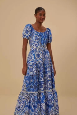 FARM Rio Robes Longues<Robe longue bleue Tile Dream