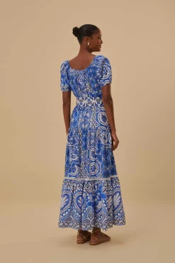 FARM Rio Robes Longues<Robe longue bleue Tile Dream