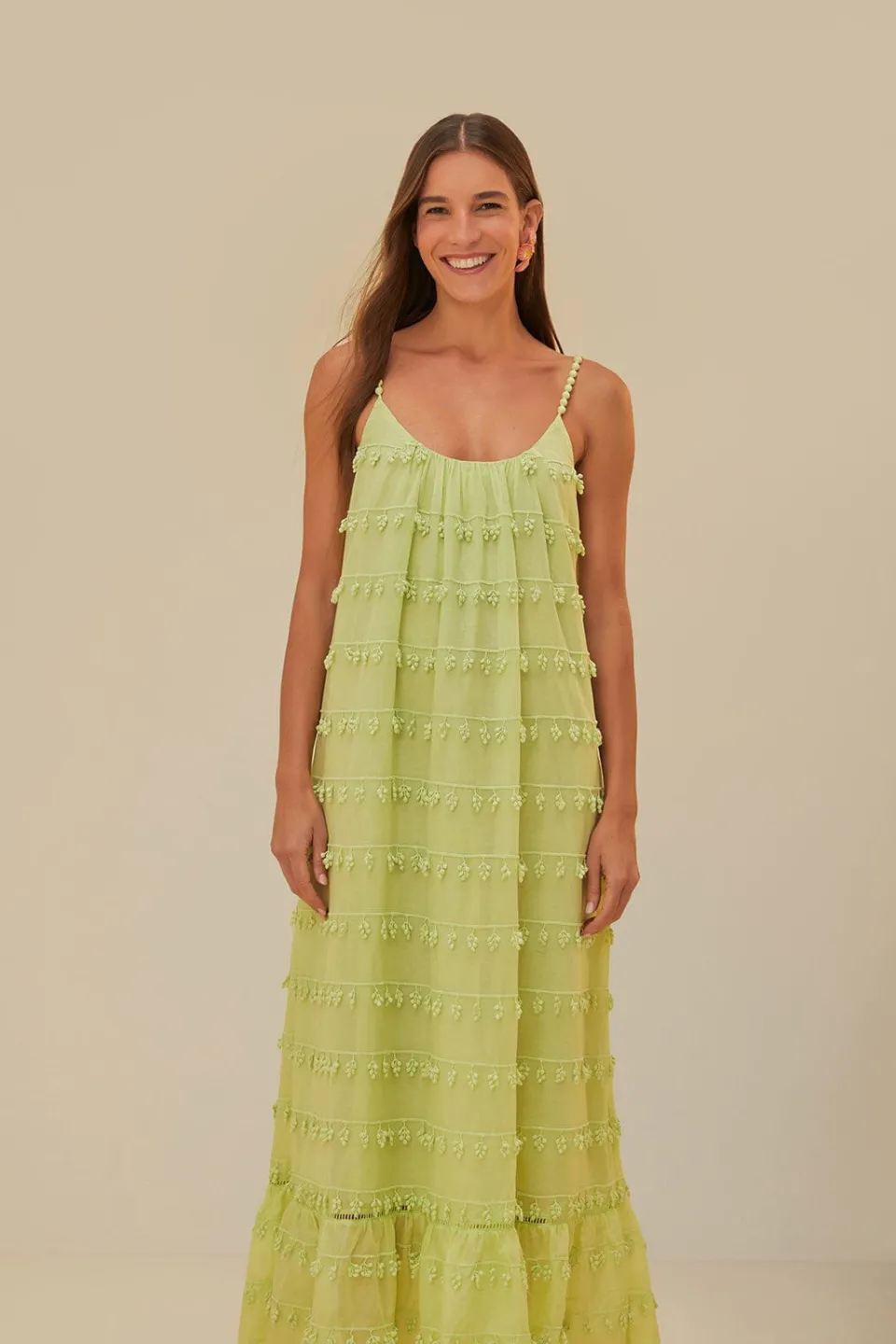 FARM Rio Robes Longues<Robe longue bordée verte