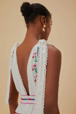 FARM Rio Robes Longues<Robe longue brodée blanc cassé
