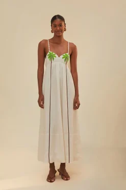 FARM Rio Robes Longues<Robe longue brodée de cocotiers