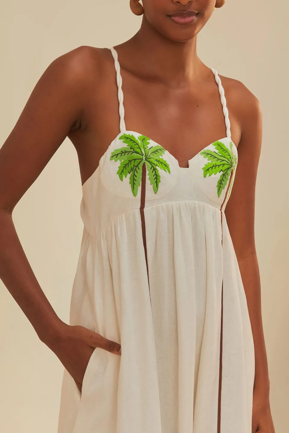 FARM Rio Robes Longues<Robe longue brodée de cocotiers