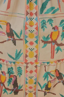 FARM Rio Robes Longues<Robe longue écharpe oiseaux cousus