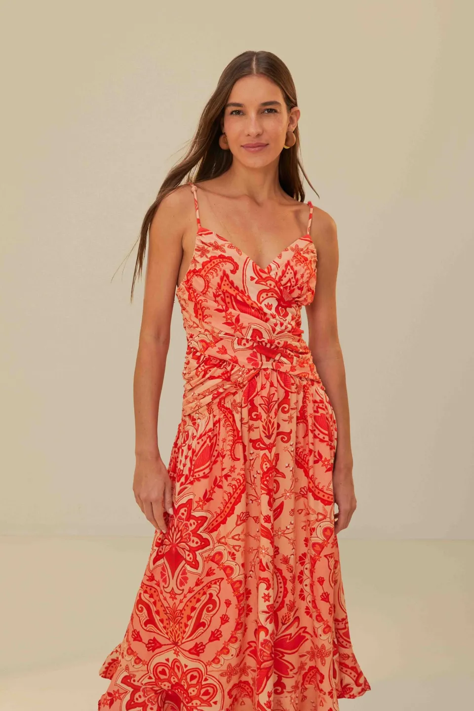 FARM Rio Robes Longues<Robe longue croisée rouge Jaipur