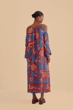 FARM Rio Robes Longues<Robe longue de jardin en dentelle bleu clair