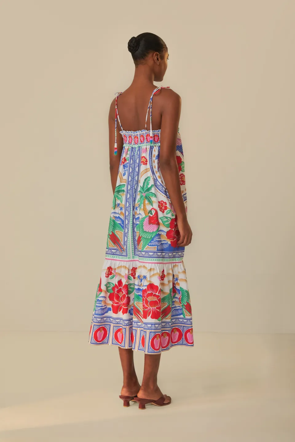 FARM Rio Robes Longues<Robe longue de plage à fleurs blanc cassé
