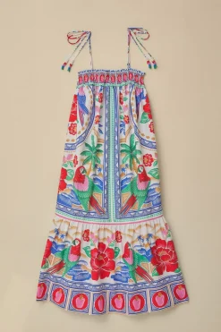 FARM Rio Robes Longues<Robe longue de plage à fleurs blanc cassé