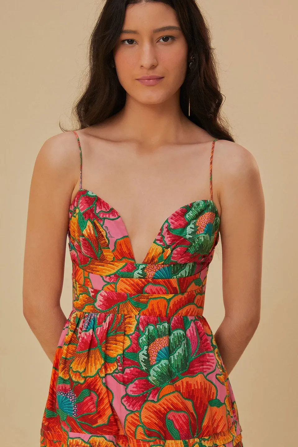 FARM Rio Robes Longues<Robe longue de printemps sans manches rose perlée