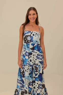 FARM Rio Robes Longues<Robe longue en coton biologique Off-White Mantas