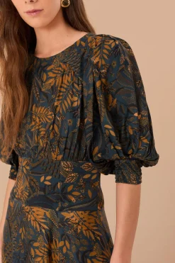 FARM Rio Robes Longues<Robe longue en viscose LENZING™ ECOVERO™ à pois bleu sarcelle