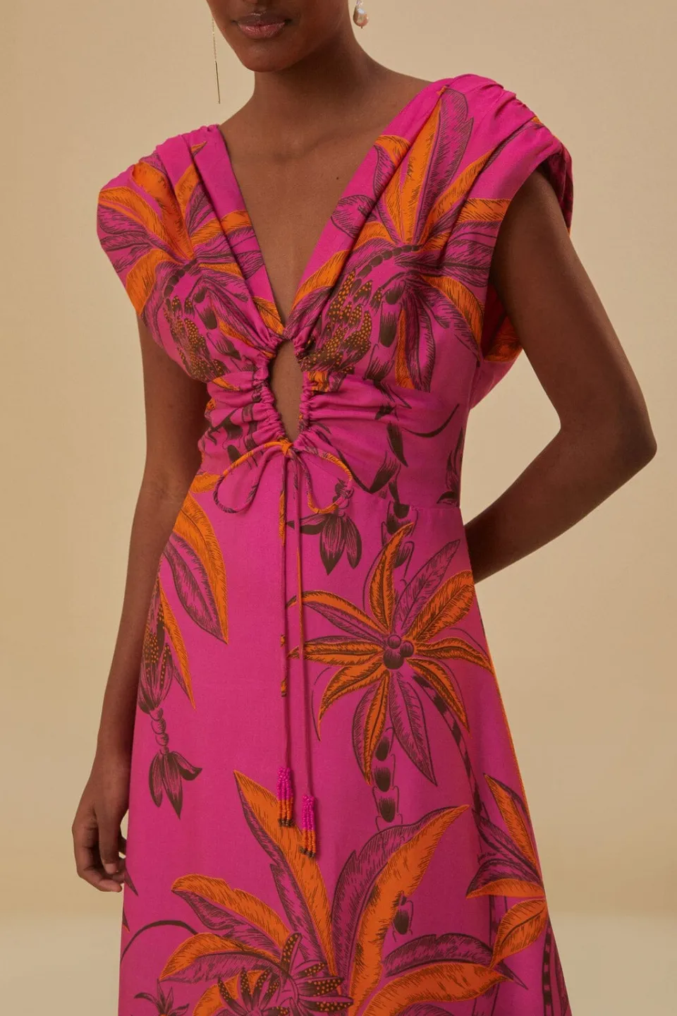 FARM Rio Robes Longues<Robe longue en viscose Lenzing™ Ecovero™ Pink Beach Forest