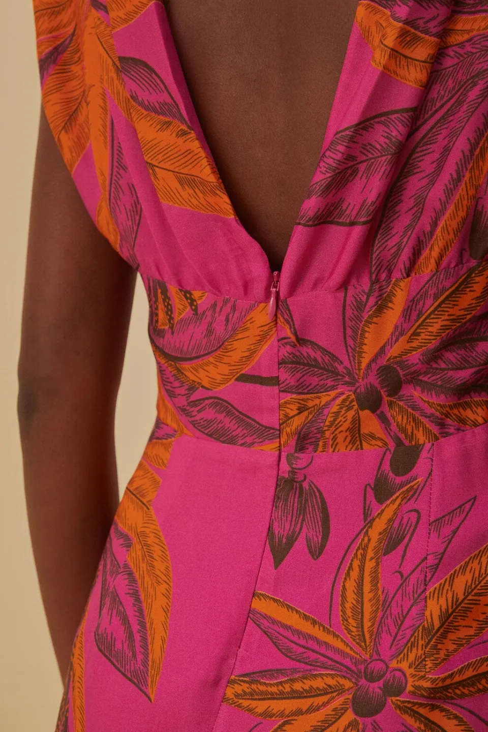FARM Rio Robes Longues<Robe longue en viscose Lenzing™ Ecovero™ Pink Beach Forest