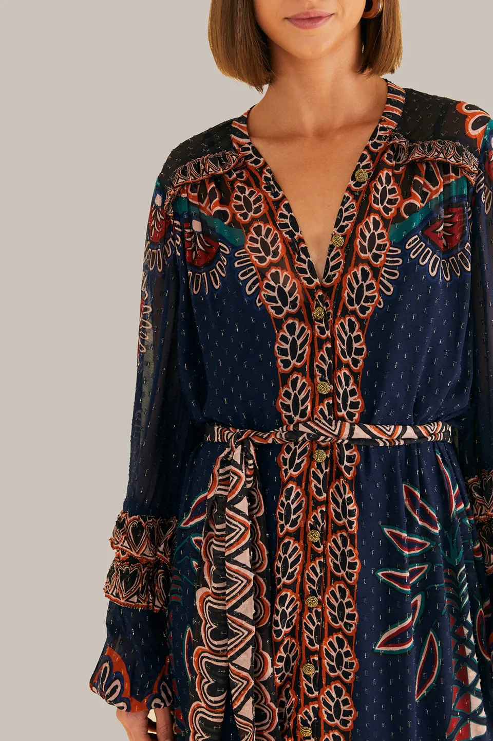 FARM Rio Robes Longues<Robe longue fendue en tapisserie Ainika orange